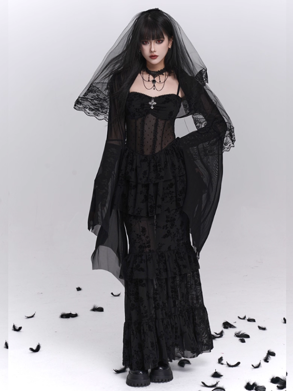 Gothic Tiered Lace Corset Dress