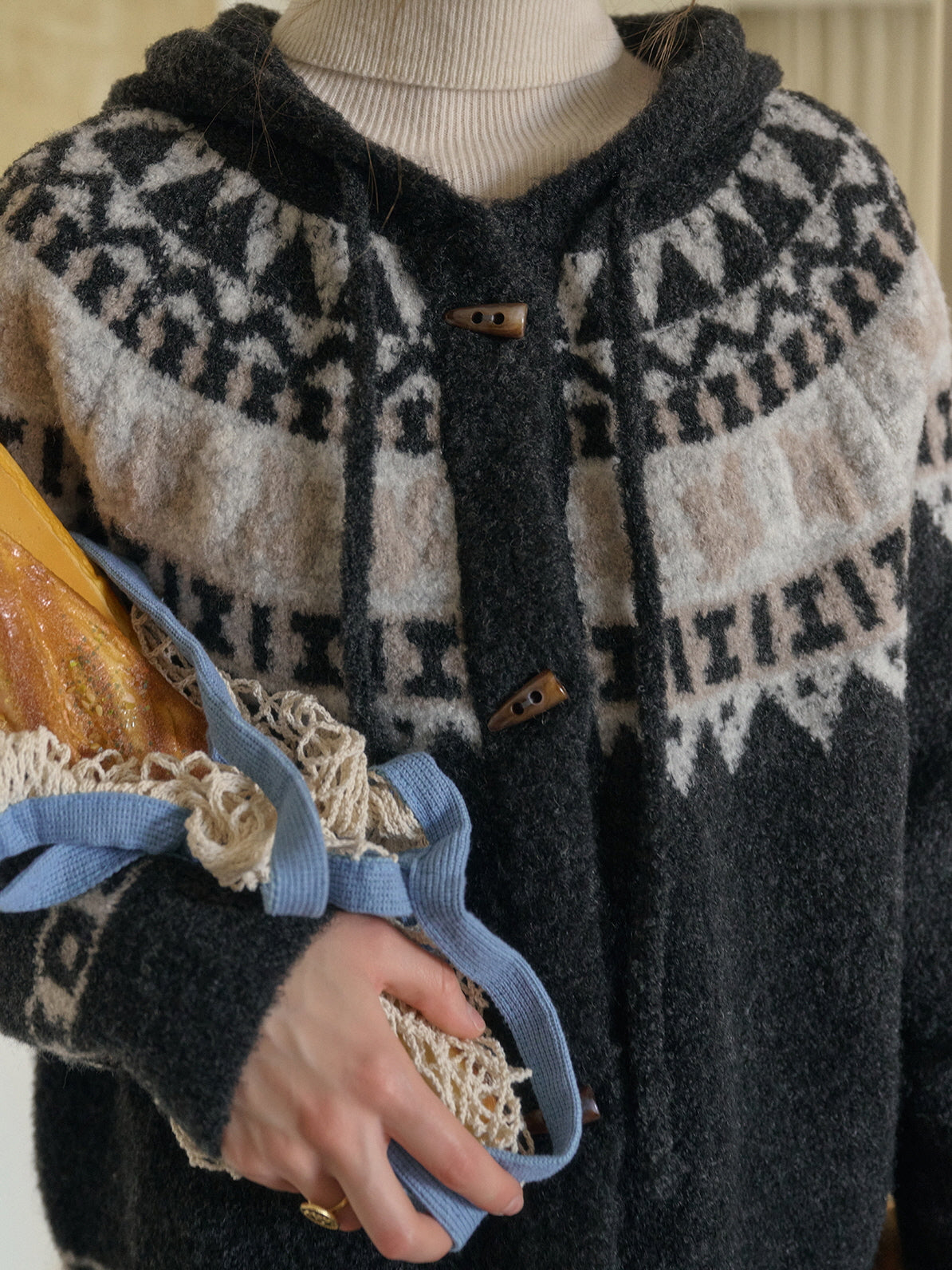 Vintage Nordic-Inspired Wool Blend Cardigan