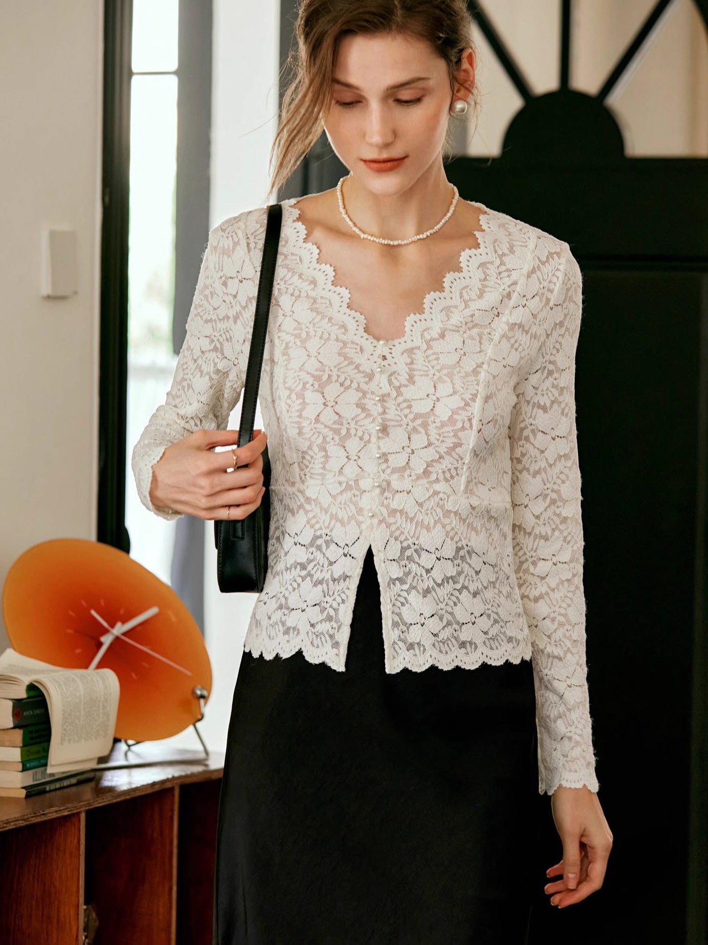 Elegant Lace Button Blouse