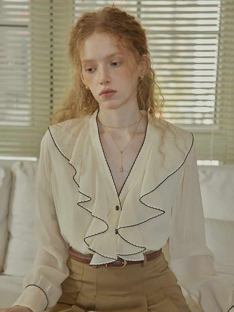 Timeless Ruffle Edge Vintage Blouse