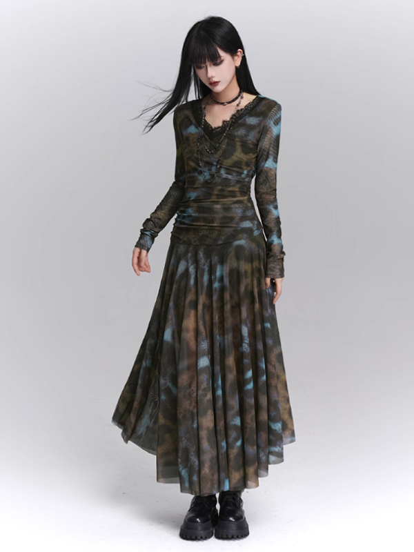 Forest Mist Lace Maxi Dress