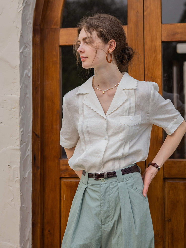 Sophia's Green Linen Blouse