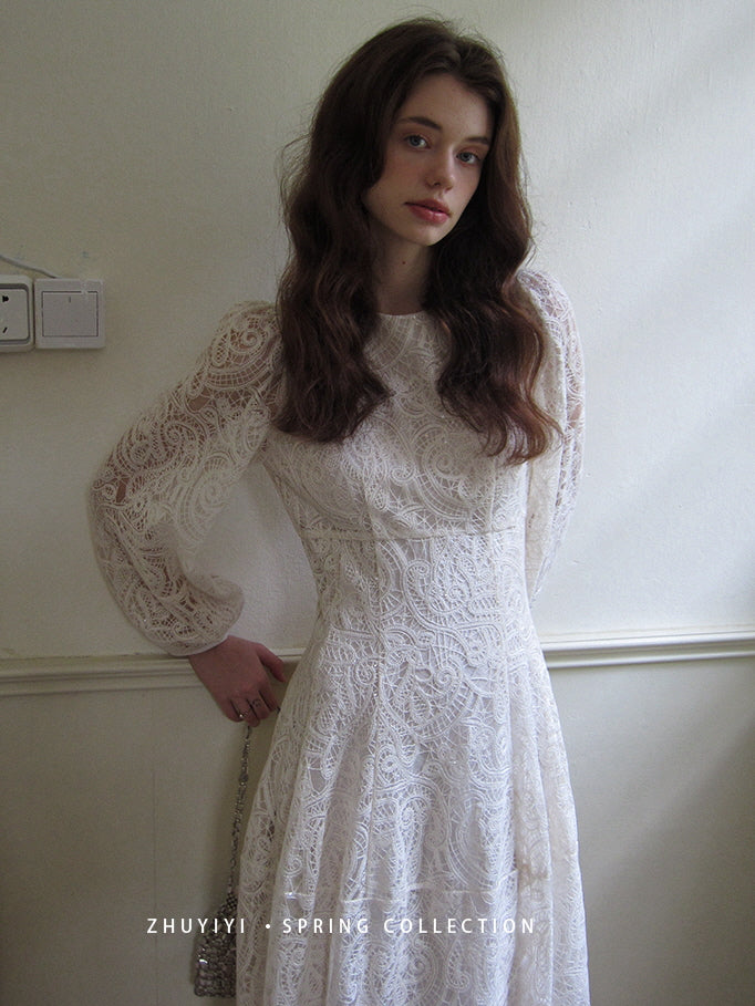 Vintage White Lace Elegance Dress
