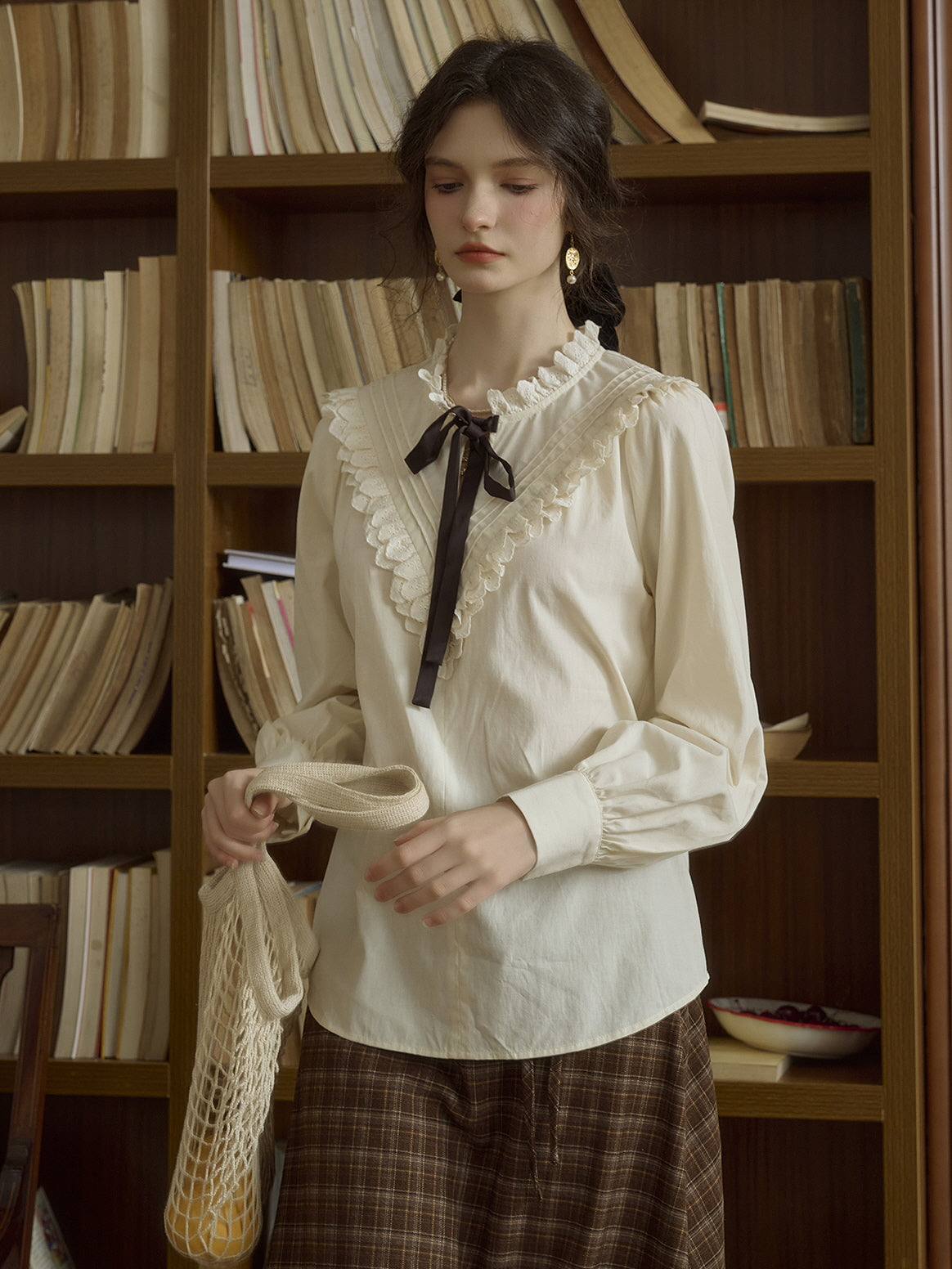 Lace Ribbon Victorian Blouse