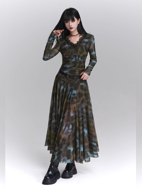Forest Mist Lace Maxi Dress