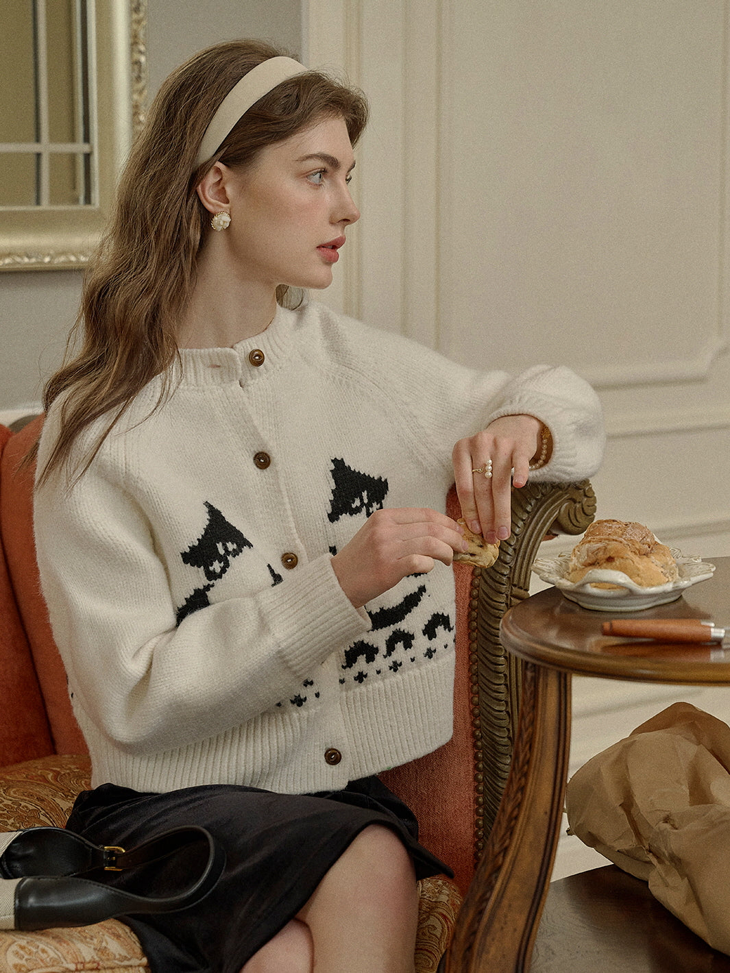 Charming Cat-Inspired Knit Cardigan