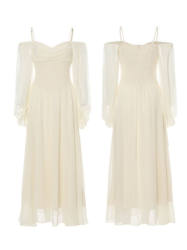 Ethereal Off-Shoulder Chiffon Dress