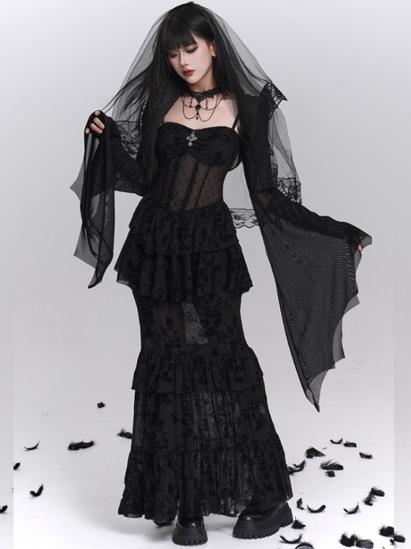 Gothic Tiered Lace Corset Dress