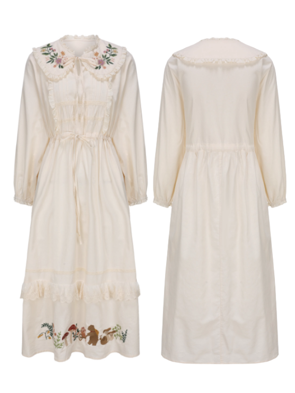 Woodland Story Embroidered Cotton Dress