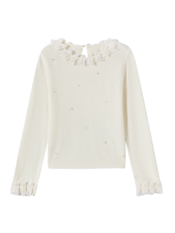 Pearl Petal Lace Knit Top