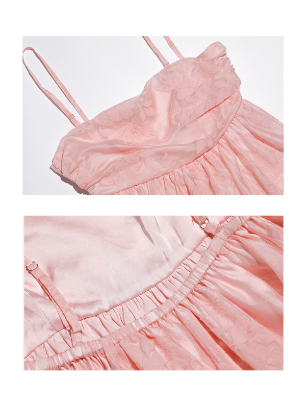 Blush Petal Ruffle Back Bow Dress