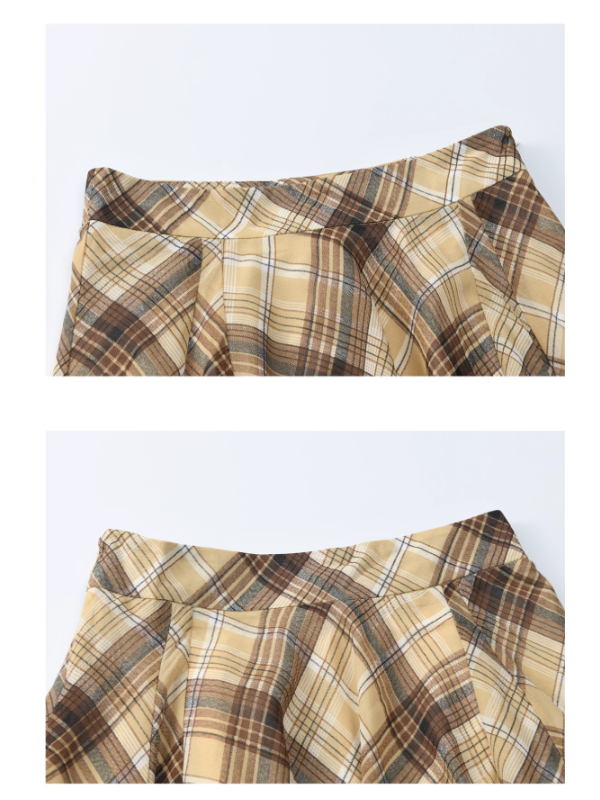 Autumn Vintage Plaid Flow Skirt