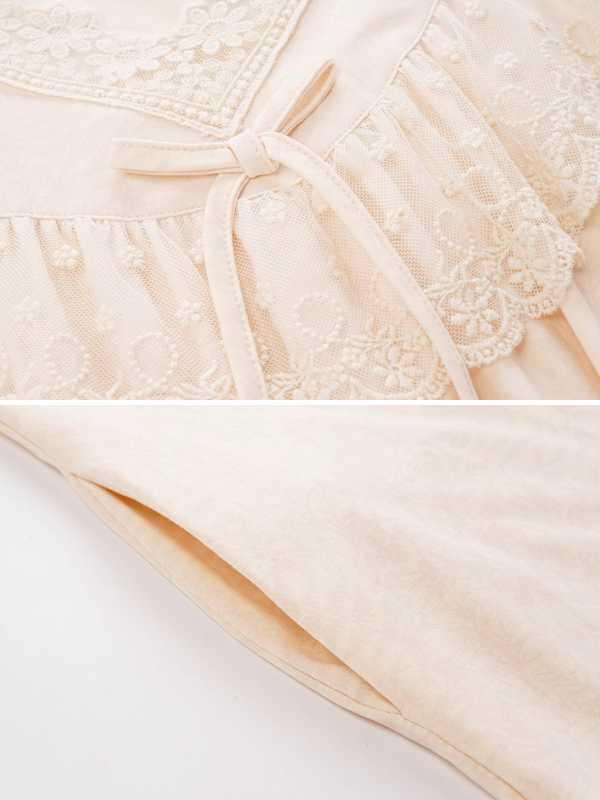 Beige Elegance Lace Nightgown