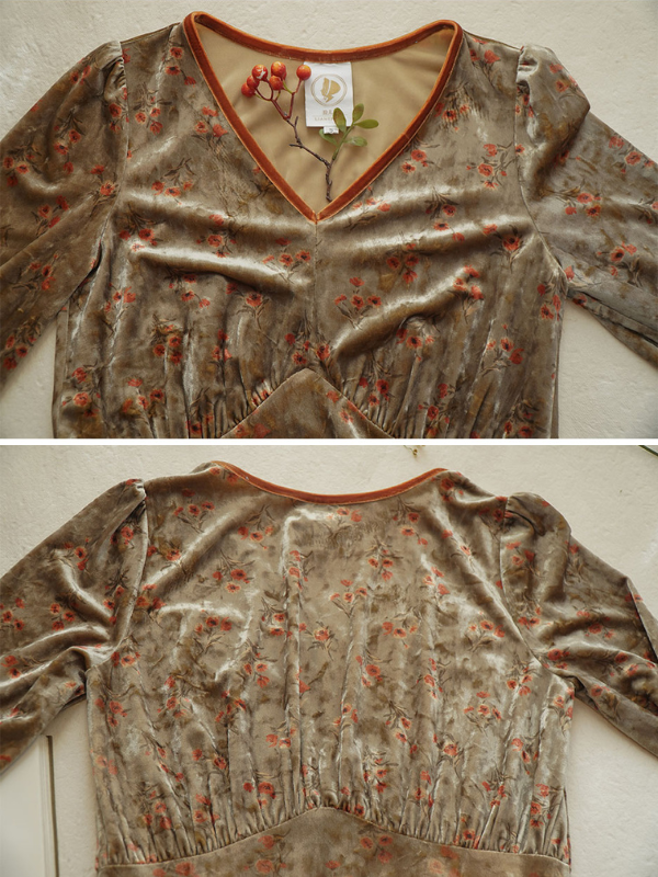 Elegant Autumn Vintage Velvet Floral Dress