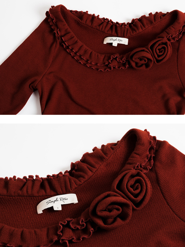 Rosette Ruffle Knit Top