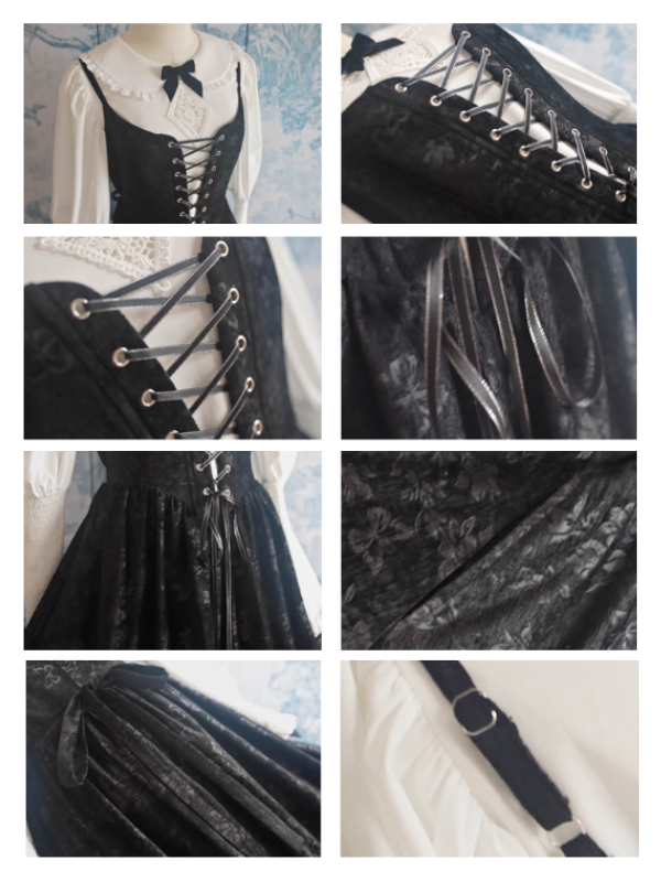 Midnight Rose Lace-Up Vintage Dress