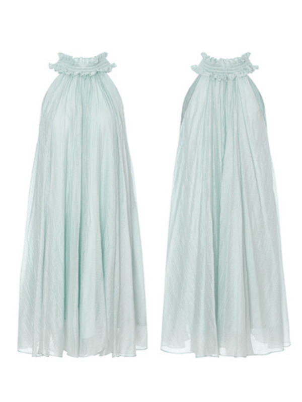 Ethereal Ruffle Halter Dress