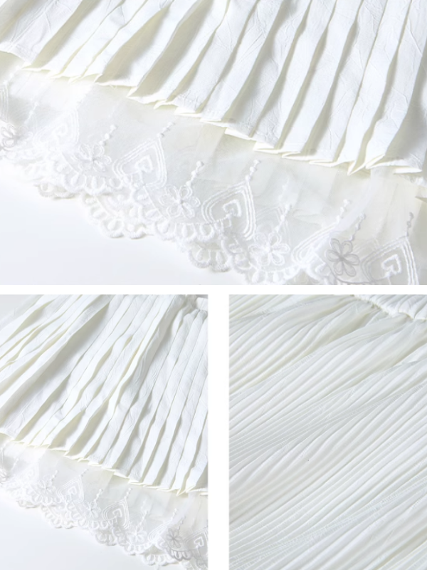 Ethereal Lace Tiered White Skirt