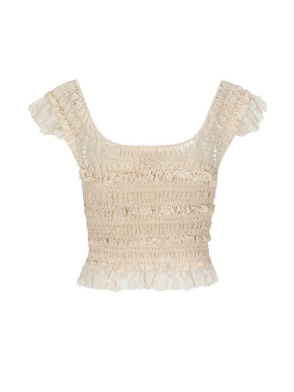 Vintage Charm Cotton Frill Top