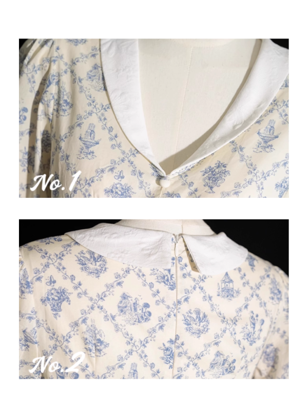Blue Garden Cotton Vintage Dress