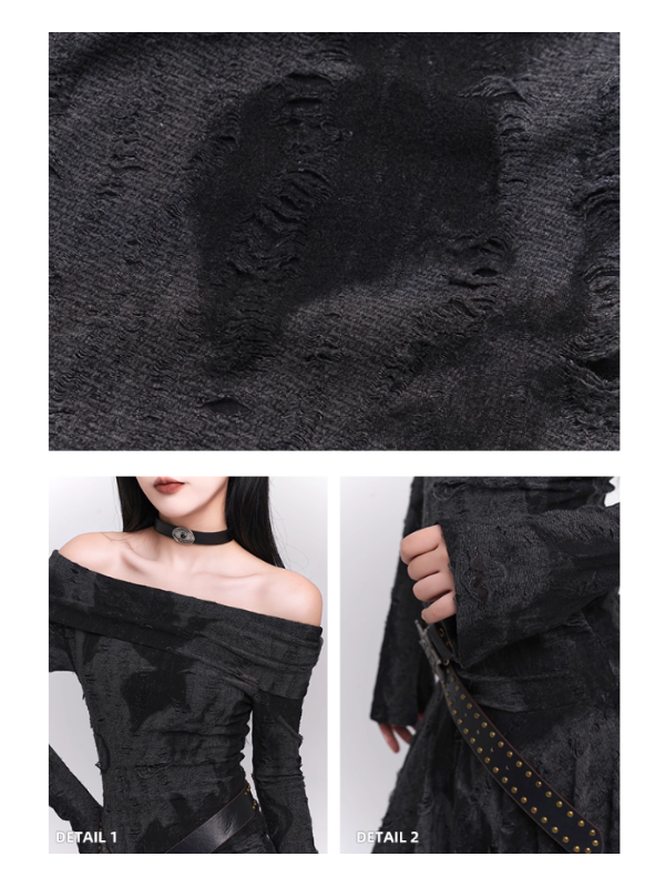 Midnight Velvet Gothic Off-Shoulder Dress