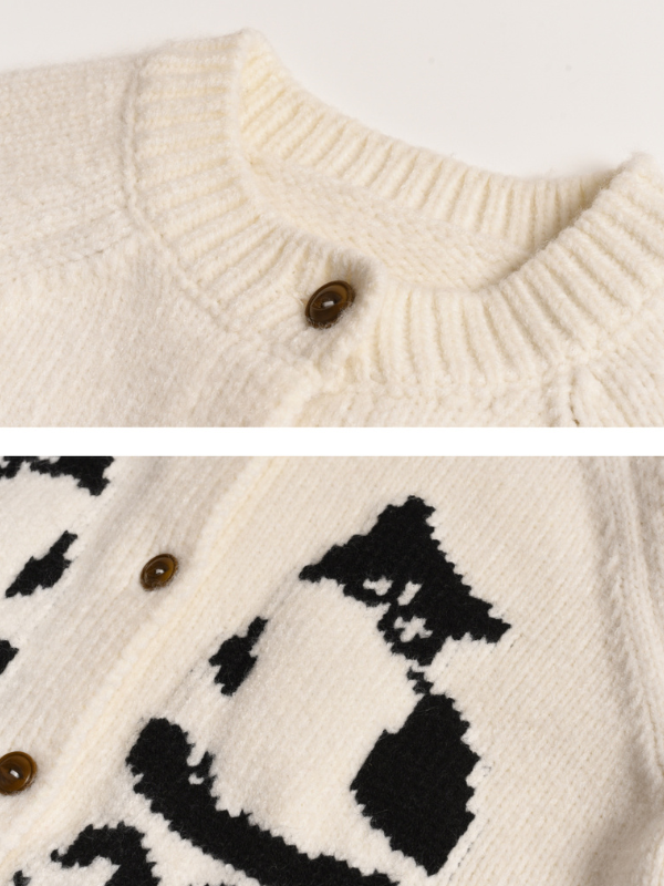 Charming Cat-Inspired Knit Cardigan