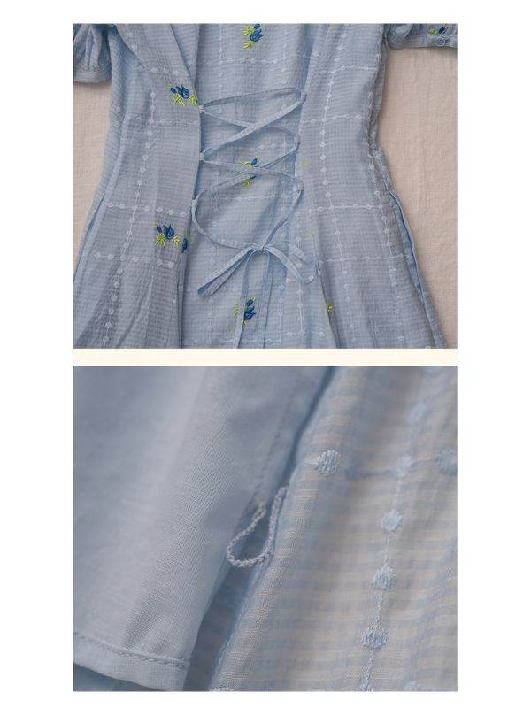 Dreamy Blue Blossom Embroidered Dress