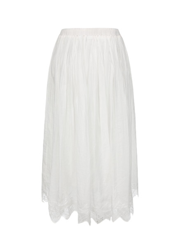 Pure White Lace Flare Skirt