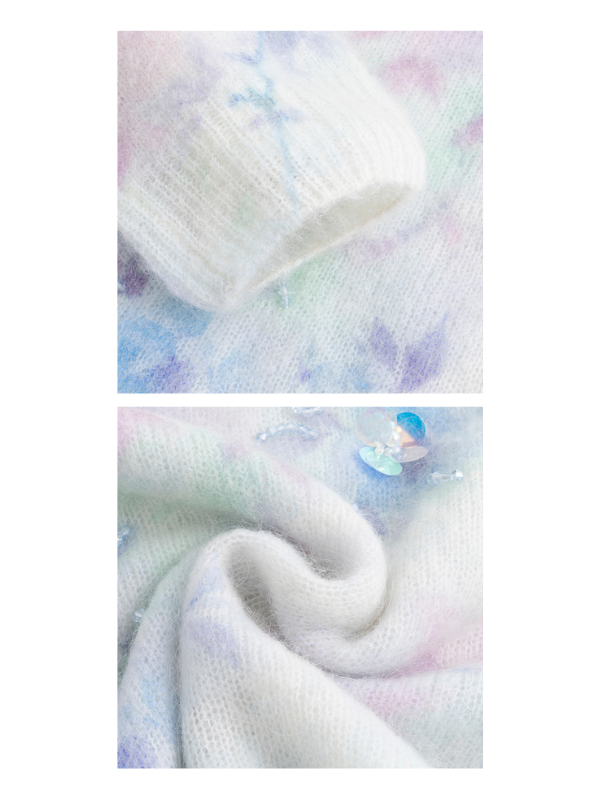Dreamy Pastel Floral Mohair Sweater