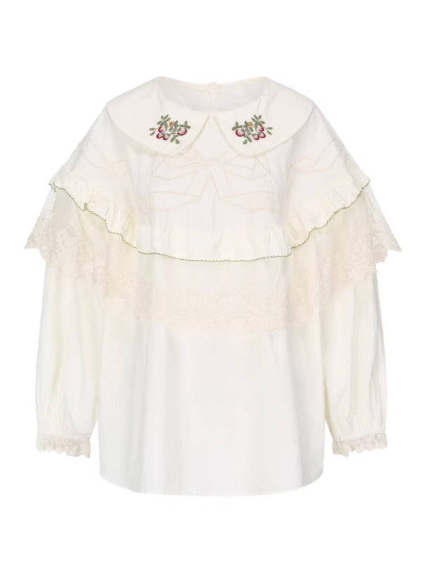 Forest Berry Lace Collar Blouse