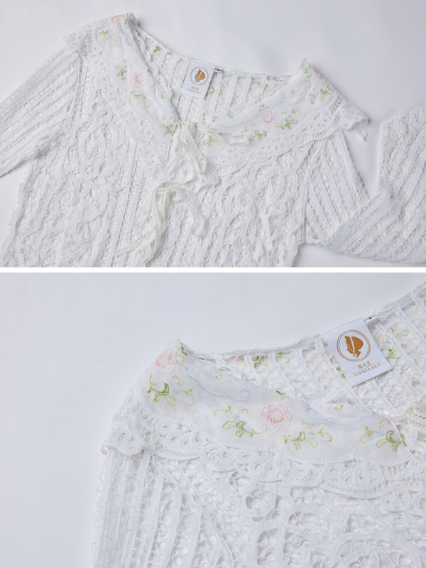 Vintage Floral Embroidered Lace Overlay