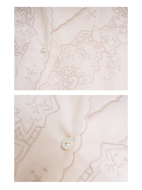 Scallop Embroidery Vintage Blouse