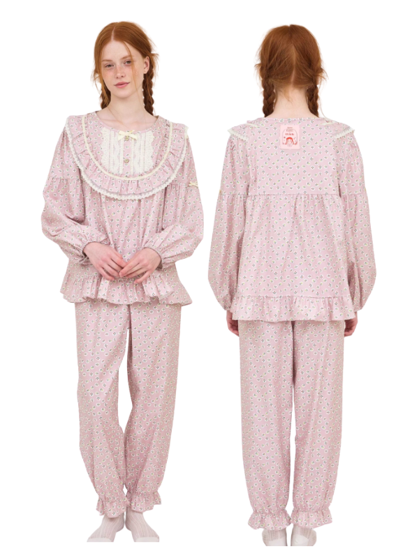 Blush Daisy Lace Ruffle Loungewear Set