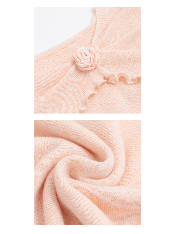 Rosette Charm Asymmetrical Knit Top