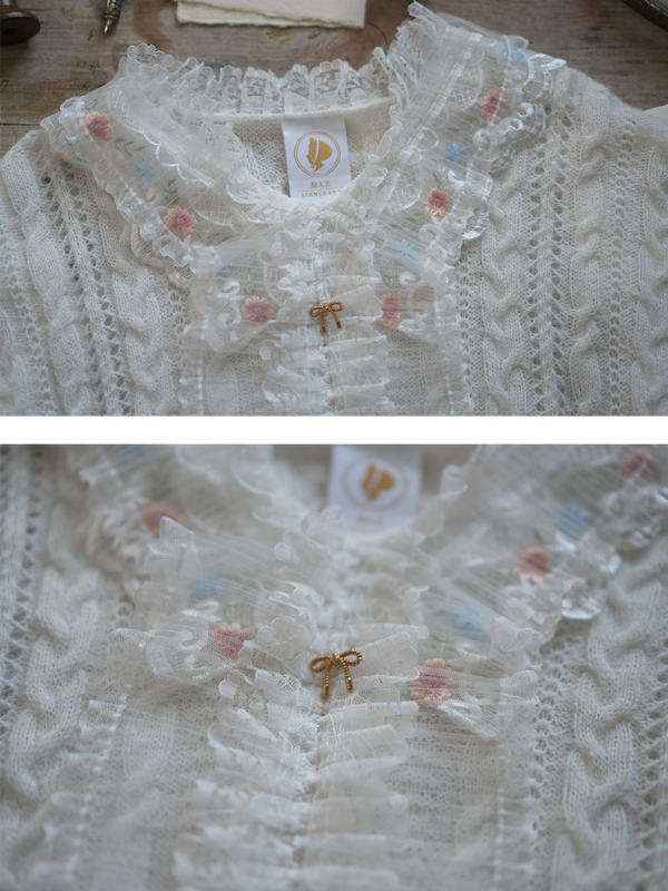Romantic White Lace-Collared Blouse