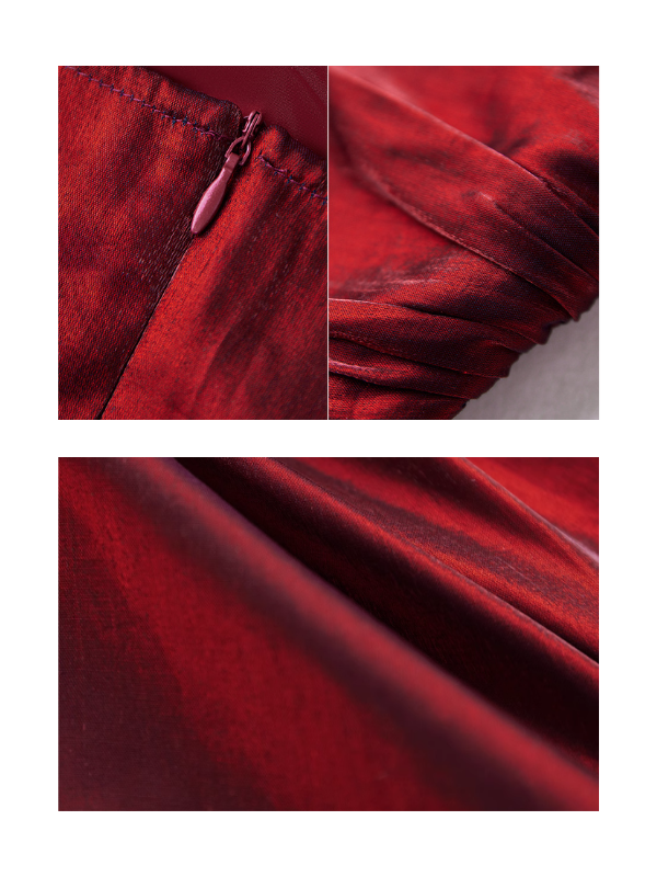 Crimson Elegance Mermaid Bow Dress