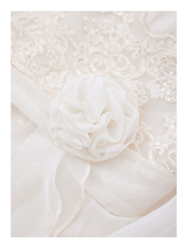 Vintage Ivory Chiffon Ruffle Dress