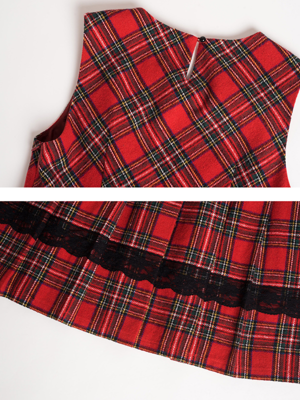 Classic Red Tartan Plaid Sleeveless Dress