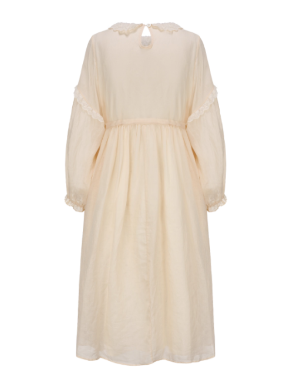 Forest Bloom Ramie Embroidered Dress