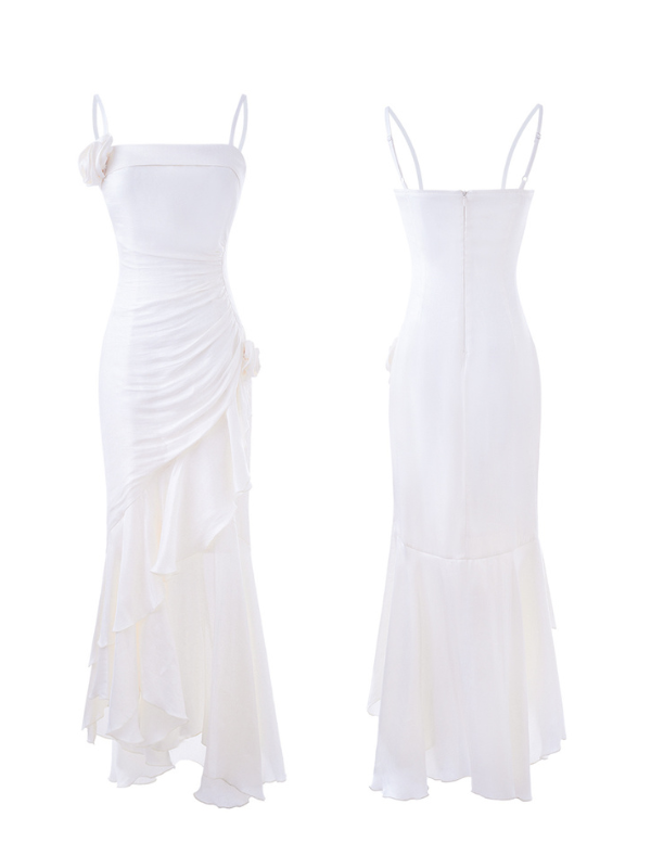 Ivory Dream Rosette Ruffle Gown