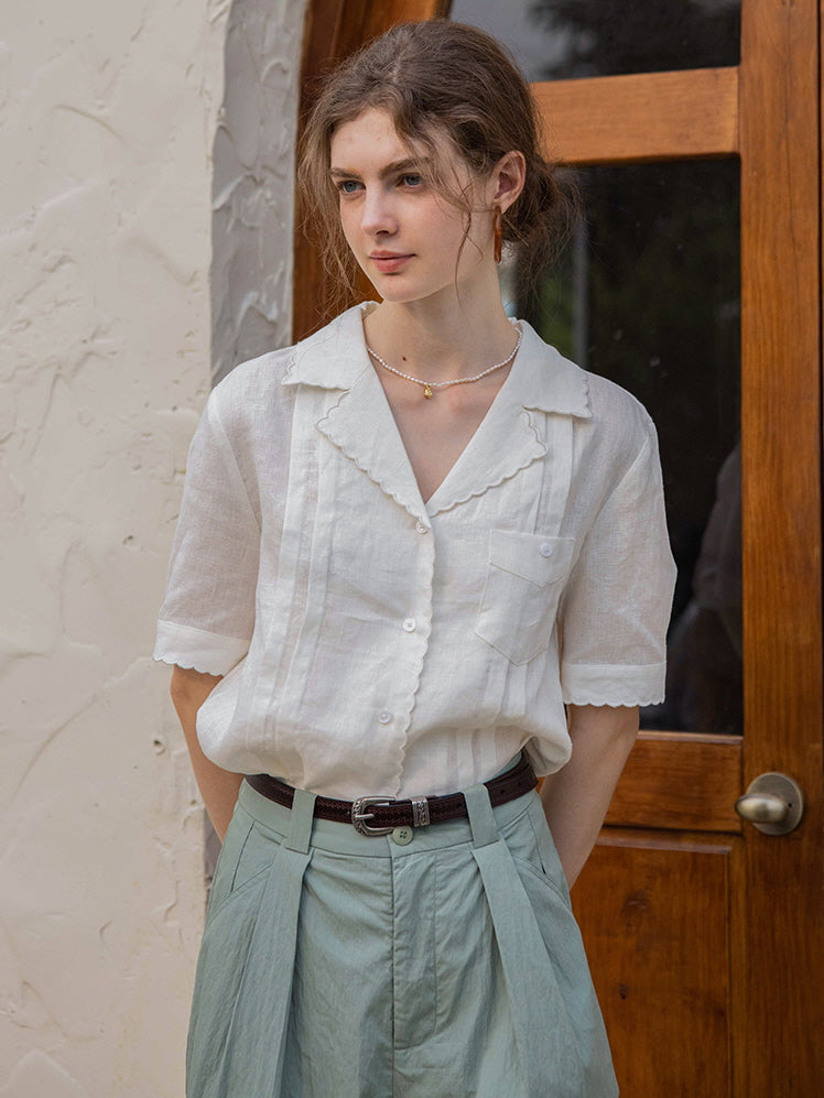 Sophia's Green Linen Blouse