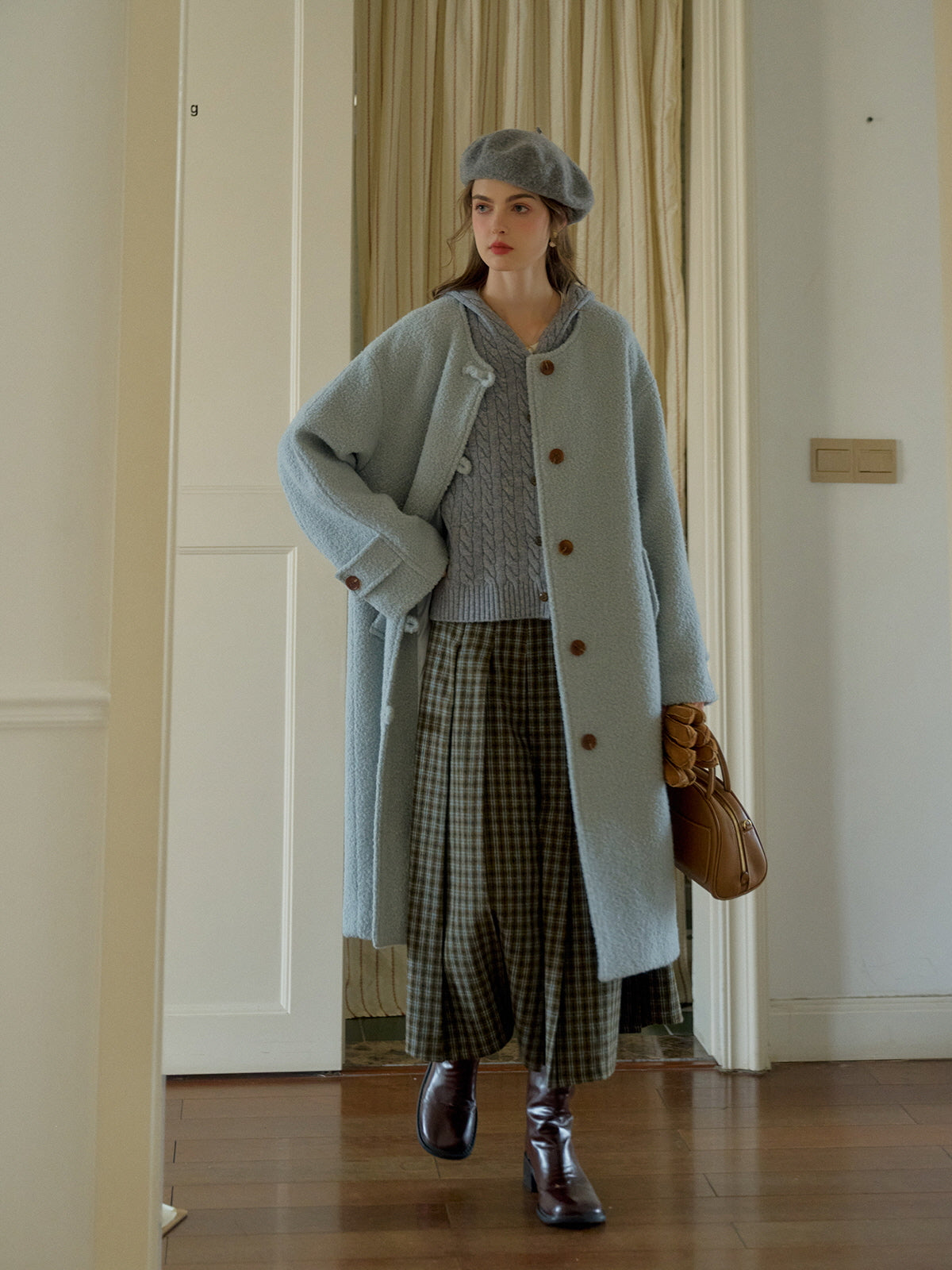 Timeless Plaid Wool Midi Skirt