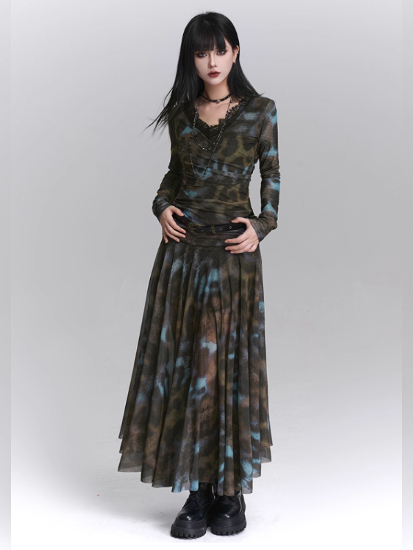 Forest Mist Lace Maxi Dress