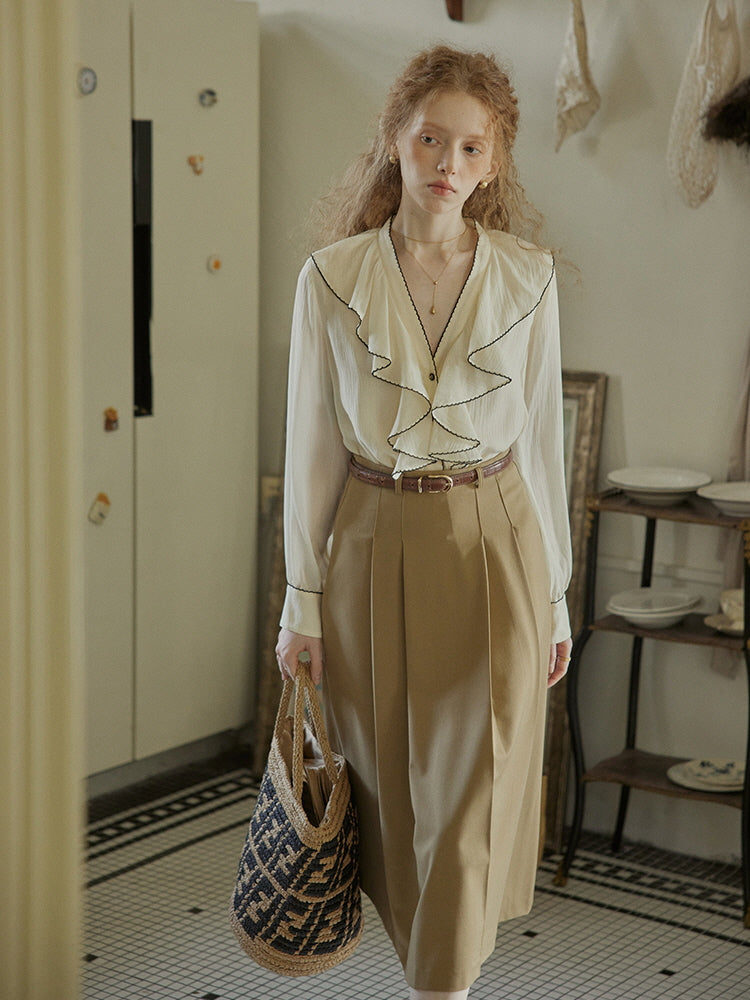 Timeless Ruffle Edge Vintage Blouse