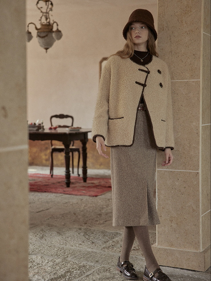 Cozy Bouclé Wool Toggle Jacket