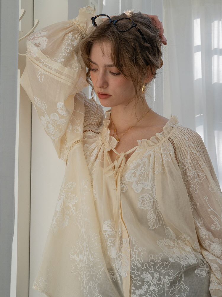 Ethereal Embroidered Lace Blouse