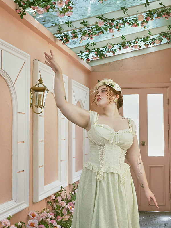 Ethereal Lace Corset Lime Green Dress