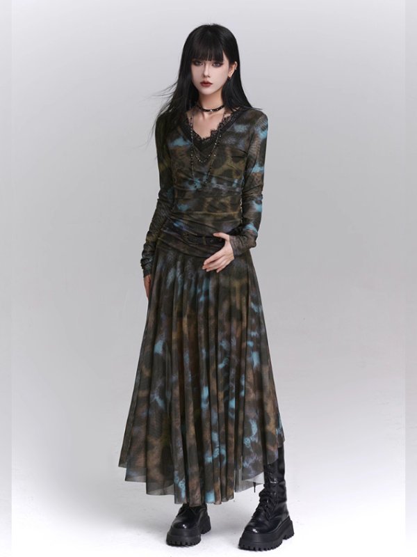 Forest Mist Lace Maxi Dress