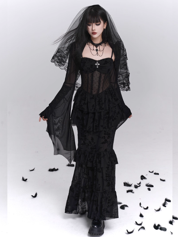Gothic Tiered Lace Corset Dress