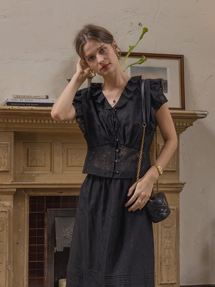 Lila's Midnight Bloom Blouse